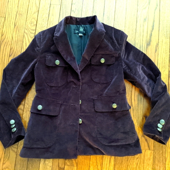 LONDONJEAN Jackets & Blazers - EUC London Jean purple velveteen blazer with gold buttons